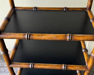 Vintage Faux Burnt Pagoda Style Bamboo Etagere. Photo 3 of 4.