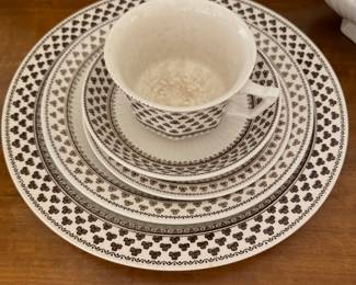 Adams "Sharon" Pattern China (63 Pieces): 10 Cups & 19 Saucers, 8 Espresso Cups & 6 Saucers, 6 Dinner Plates, 4 Bread Plates, 9 Salad Plates, 1 Teapot. Photo 1 of 4.