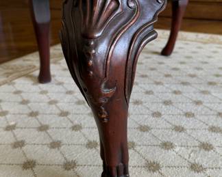 Vintage Chippendale Style Wing Back Chair In Neutral Upholstery. Photo 4 of 4.