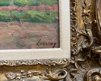 "Lavacourt," Oil On Canvas. Signed by Artist Abel Lauvray (1870 - 1950). Measures 18" W x 13" H. Circus 1940s. Photo 3 of 4.