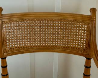 Vintage Baker Furniture Faux Bamboo Game Table. & Cane Seat Chair Set. One Seat Needs To Be Re-caned. Ask Us For Resources. Photo 7 of 12.