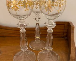 Bohemian Art Glass Wine Glasses. Photo 2 of 2.
