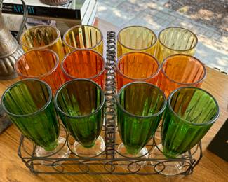 Orange, Yellow and Green Soda Glasses. Photo 2 of 2.