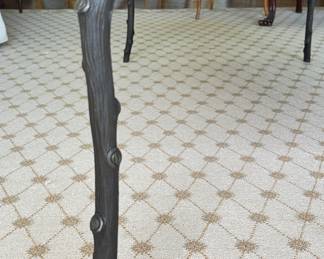 Vintage P.E. Guerin Green Marble Floating Cocktail Table with Faux Bois Legs (Stamped). Photo 5 of 7.