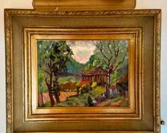 The Barn House, Stockton River Road, Oil On Canvas. Signed By Artist, H. Cadwallader Jr. Photo 1 of 3.
