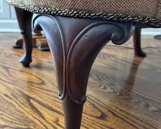 Vintage Suede Upholstered Wing Back Chair With Pad Feet. Photo 4 of 5.