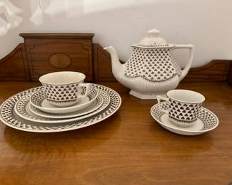 Adams "Sharon" Pattern China (63 Pieces): 10 Cups & 19 Saucers, 8 Espresso Cups & 6 Saucers, 6 Dinner Plates, 4 Bread Plates, 9 Salad Plates, 1 Teapot. Photo 2 of 4.
