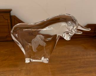 Crystal Bull Sculpture Signed By Artist. Photo 1 of 3.