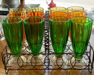 Orange, Yellow and Green Soda Glasses. Photo 1 of 2.