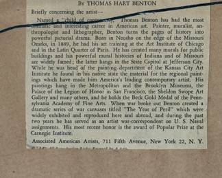 "Island Hay," Original Lithograph Signed By Artist Thomas Hart Benton. Photo 3 of 3.