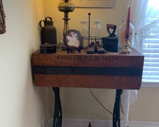 converted sewing machine bottom into table 