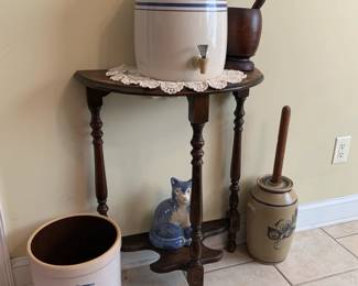 Crocks, crescent shaped accent table 