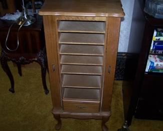 OAK JEWELRY ARMOIRE