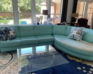 Leather couch.  Needs some TLC 