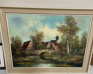Oil painting of a German town 