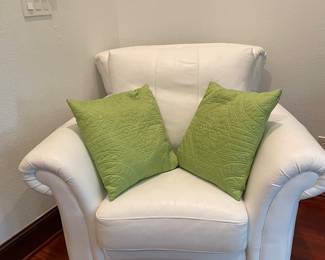 Large white leather chair 