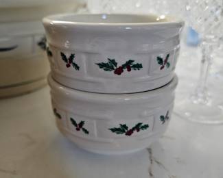 Longaberger Pottery Christmas Bowls
