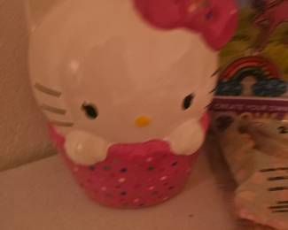 Vintage 2014 ~8” Sanrio Hello Kitty Cupcake Ceramic Piggy Bank Coin Figure