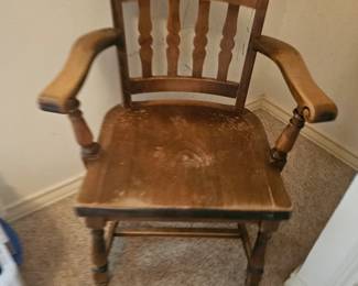 Vintage Solid Wood Mission Bankers Library Office Lawyer Chair Armchair