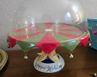 Christmas Cake Stand with Glass Dome