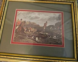 Framed Hunting Scene Picture