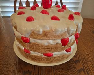 Strawberry Cake Covered Cake Plate