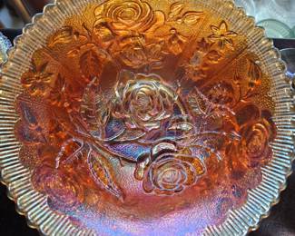 Vintage Carnival Glass Rose Bowl