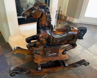Carved Wooden Rocker Horse