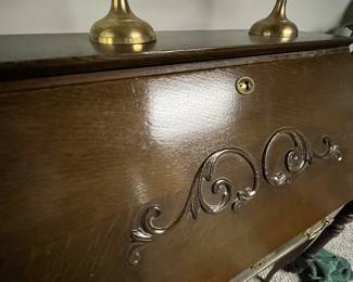 Antique wood secretary detail