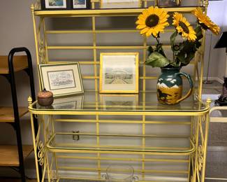 Large metal and glass bakers rack