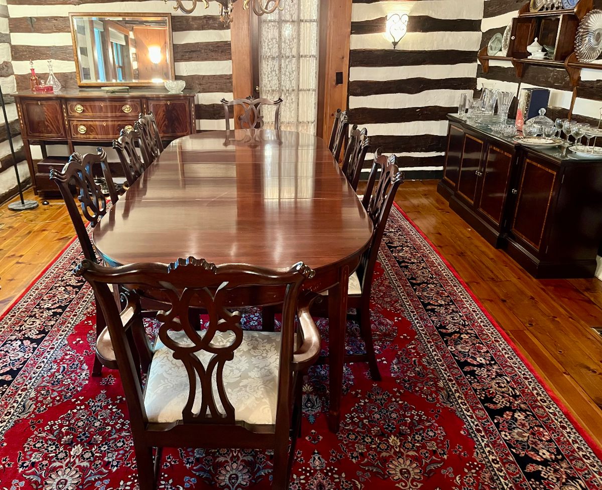 Stickley dining table, chairs and two sideboards