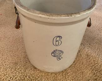 Vintage 6 Gallon Crock Pickle Crock with Handles ,Buckeye Pottery Co Blue Ribbon 