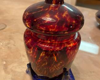 Vintage Art Glass Tortoise Shell Pattern