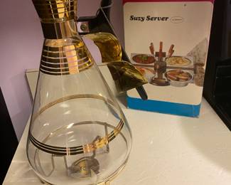 Mid Century Coffee Carafe with Stand and Original Tag