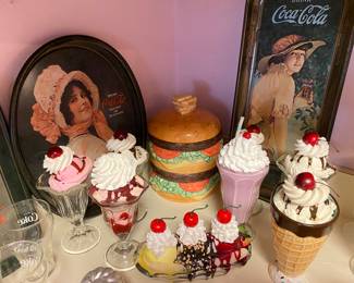 Vintage Coca Cola Trays, Ice Cream Soda Decor