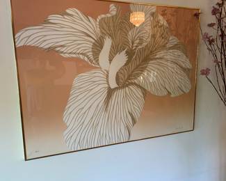 Post Modern Floral Lithograph, Signed