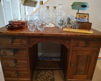 Antique Burl Walnut Desk