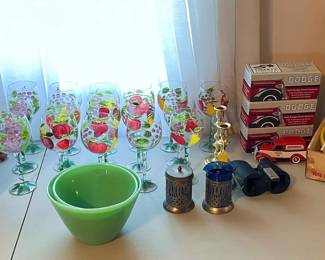 Fire King; Hand Painted Stemware; Jart's in original box-complete set