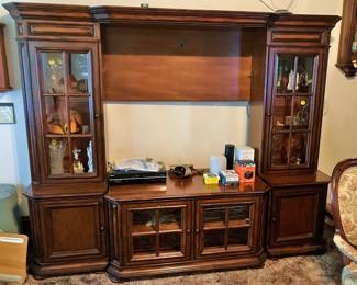 Real Wood Entertainment Center; 8' x 77" x 23"; 3 piece unit