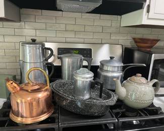 Many vintage coffee pots