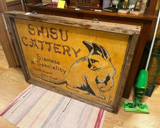 Double sided Shisu Cattery wood sign