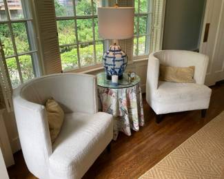 Pair of Barrel Conversation/Arm Chairs