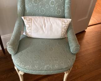 1 of 2 Celadon Slippered Arm Chairs