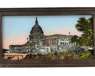 U.S. Capitol Reverse Painting On Glass By A.C. Bosselman & Co., New York