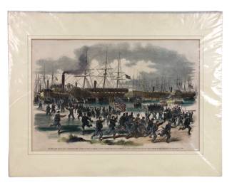 Civil War Hand Colored Engraving, "The Great Naval Expedition"