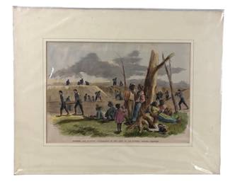Civil War Hand Colored Engraving, "Army Of The Potomac Digging Trenches"