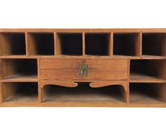 Vintage Pine Wood Desk Organizer