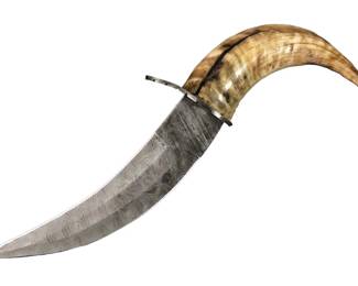 Damascus Steel Dagger With Horn Handle