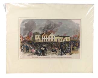 Civil War Hand Colored Engraving, "A Riot At Detroit, Michigan