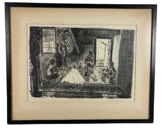 1958 Signed Limited Edition Lithograph, "Night Concert"